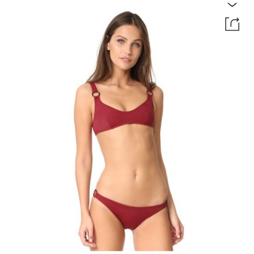 Solid & Striped Minimalist O Ring Bikini Top Maroon Eggplant Jewel Tone